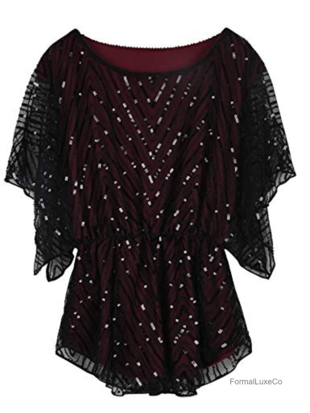 Sequin Blouse Sparkly Beaded Evening Party Dressy Top